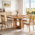 thumbnail image 1 of 47''Round Dining Table for 4-6, PAPROOS Large Wood Kitchen Table, Dining Room Table with Thickened Wooden Tabletop, Circle Dinning Table Dinner Table for Kitchen Dining Room, Oak(Only Table), 1 of 7