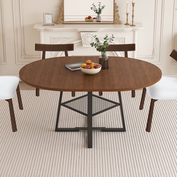 47"-59" Extendable Dining Table for 4-8, Paproos Expandable Wood Kitchen Table with Storage Shelf, Large Dining Room Table Dinner Table with Wide Tabletop & Sturdy Metal Base, Walnut