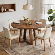 Round Dining Table for 4-6 People, 47 Inches Dining Room Table with Pedestal Base, Dinner Tables, Circle Kitchen Tables for Dining Room, Kitchen, Living RoomTable Only