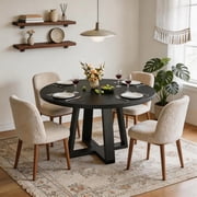 Round Dining Table for 4-6 People, 47 Inches Dining Room Table with Pedestal Base, Dinner Tables, Circle Kitchen Tables for Dining Room, Kitchen, Living RoomTable Only