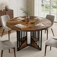 Round Dining Table for 4, Wooden Circle Kitchen Table, Farmhouse Dinner