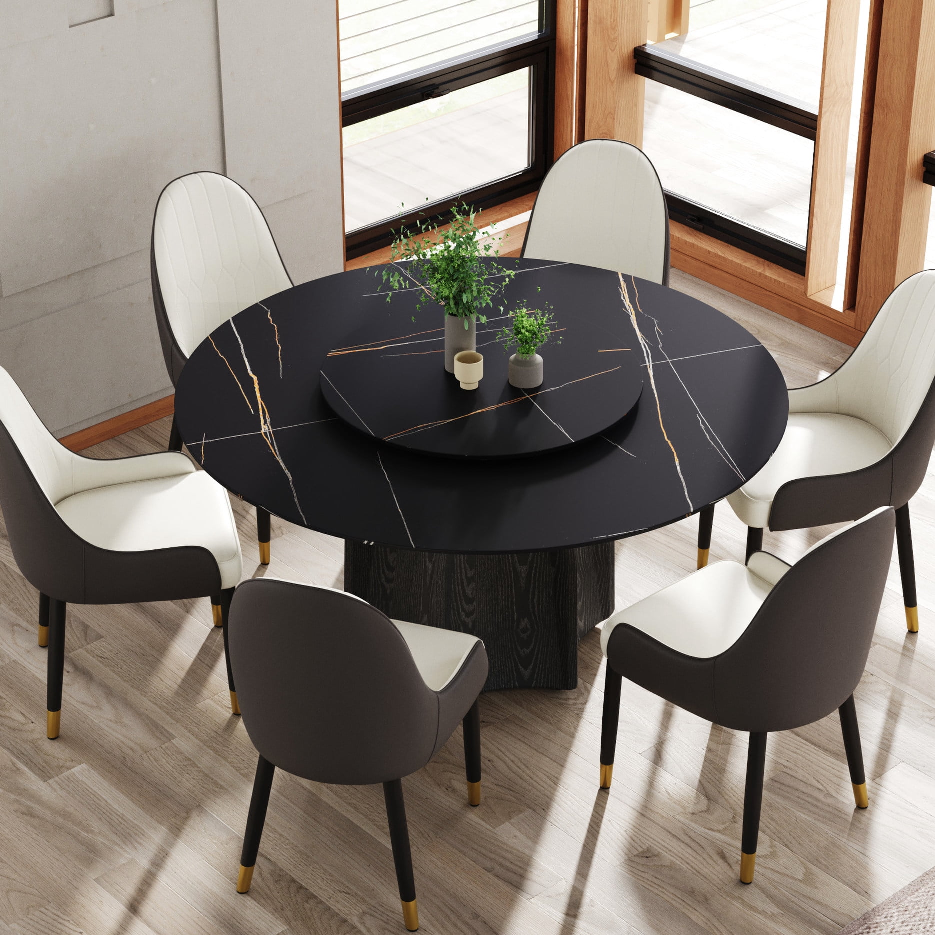 Rotating Testing Table Round Dining Table for 6 - 8 | Rotating Design for Family Food Tasting ...