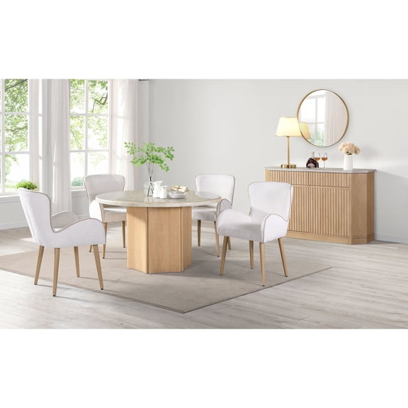 Round Dining Table | Applicable to Family Gatherings | Poplar and Plywood Composition | Durable and Stylish Design