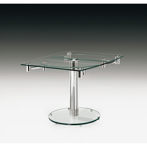 Round Dining Table Clear Glass top with chrome base