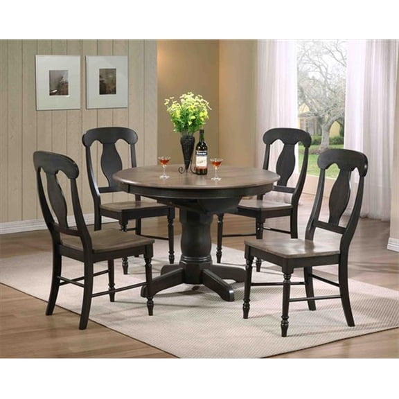 Round Dining Table- Grey Stone & Black Stone