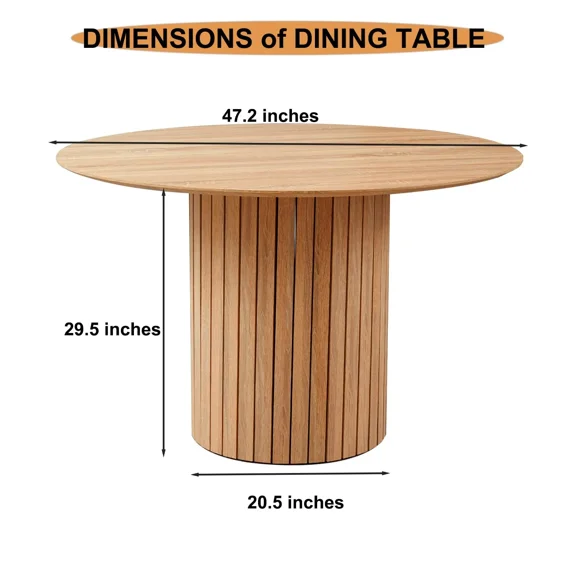 Round Dining Table, Kitchen Table Dinner Table with 2-Layer Storage Shelf and Wood Slide Door for Home Dining Room Living Room