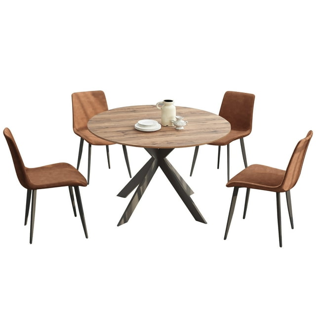 Round Dining Table, Mid Century Modern Round Dining Table For 46