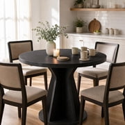Round Dining Table, Modern Kitchen Table with 1.18" Thick Tabletop & Sturdy Pedestal Base, for 4-6 People Dining Room