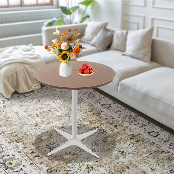 Round Dining Table, Rustic Space Saving Dinner Table Free Standing 27.55*29.13in