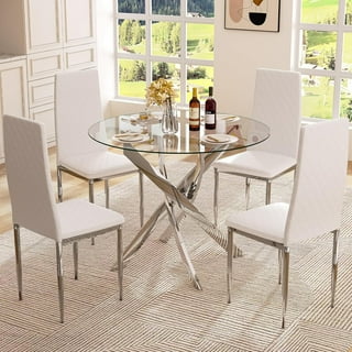 Round Glass Dining Table for 4: Stylish & Space-Saving Elegance