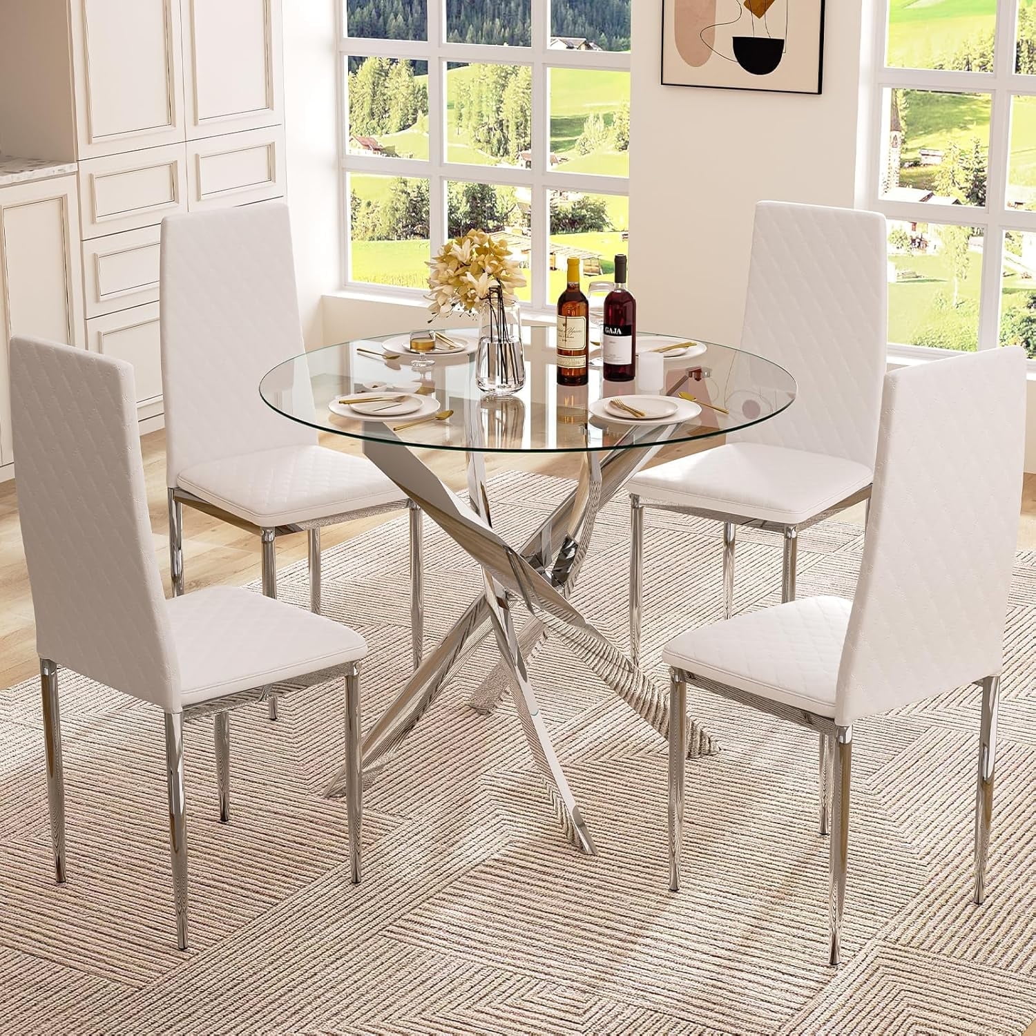 Glass Top Piece Round Glass Dining Table Set Round Dining Table
