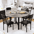 thumbnail image 1 of Baxluxe  Round Dining Table Set for 4, Solid Wood Thickened Table Top Kitchen Dining Table and Chairs Set, Modern Dining Room Dining Table Set for 4 for Apartment, Kitchen, Dining Room, Rustic Gray, 1 of 10