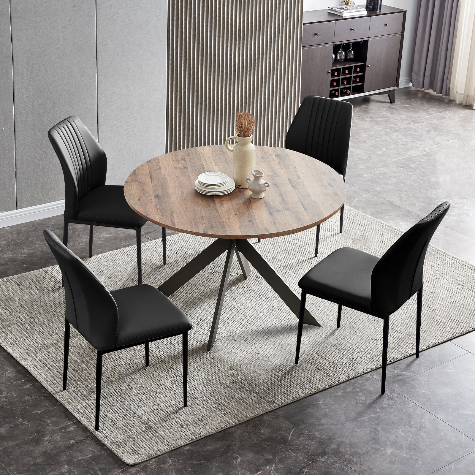 Round Dining Table Set, Mid Century Modern Round Dining Table 4.4 INCH