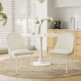 thumbnail image 1 of Round Dining Table Set for 2, 31.5"White All-Metal Tulip Base with 2 Soft Fabric Cushioned Chairs for Kitchen, Café, Apartments, Small Spaces, 1 of 6