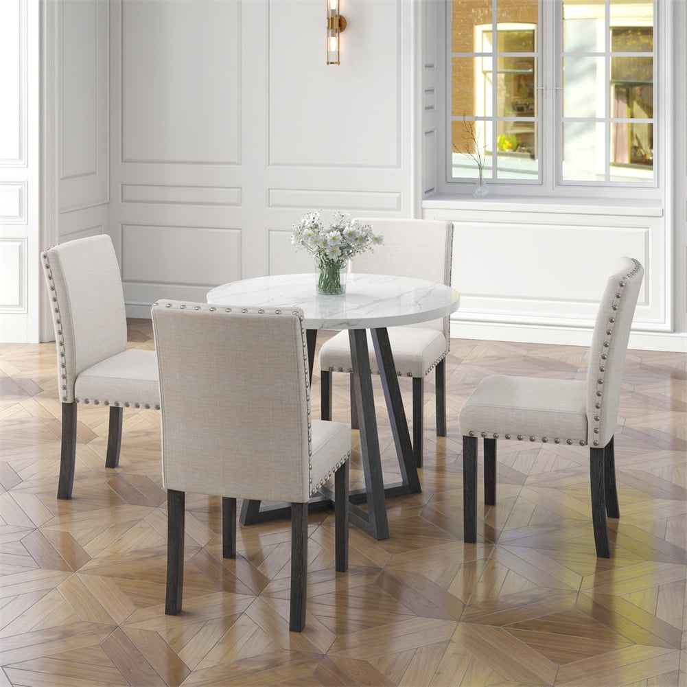 Round Dining Table Set for 4, 5-Piece Dining Table Set, Modern Kitchen ...
