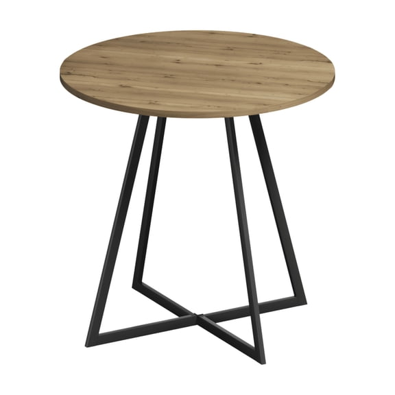 Round Dining Table  Small Circle Kitchen Table with Black Metal Legs, Seats 2-4 People, Modern Minimalist Tabletop, for Small Space Apartment Breakfast Nook ,Brown(Table Only)