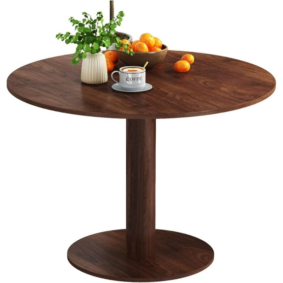 Round Dining Table, Small Dining Table for 2-4 31.5 in, Modern Farmhouse Coffee Table, Small Dinner Table Breakfast Table Tulip Table, Wood Kitchen Table for Small Space/Little Nook - Walnut