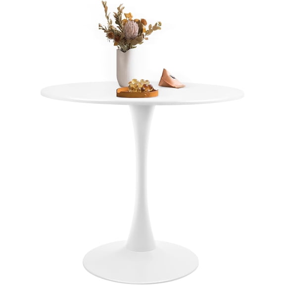 Round Dining Table White Round Top Dining Table - Modern Tulip 31.5" Room Table, Pedestal Table with Top, Mid-Century Leisure for 2 to 4 Person