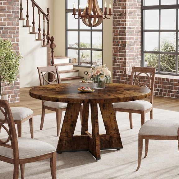 Round Dining Table Wood Kitchen Table for Dining Room, 47" Dinning Room Tables for 4 Adult