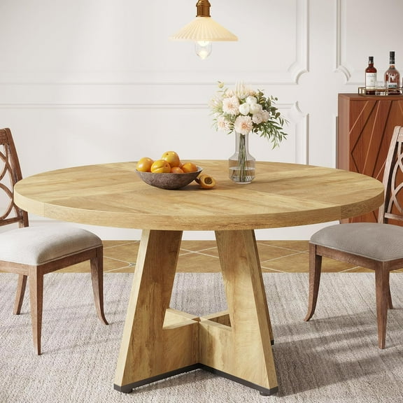Round Dining Table Wood Kitchen Table for Dining Room, 47" Dinning Room Tables for 4 Adult