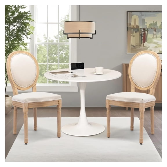 Round Dining Table and Chairs Set for 2, Kitchen Table Set, Small Space Dining Set, 31.5/23.5 inch Table, Upholstered Chairs