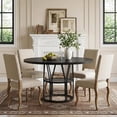 thumbnail image 1 of Round Dining Table for 4-6, 47 Inch Kitchen Table with Storage Shelf and Metal Frame, Modern Circle Table for Apartment, Living Room, Office, 1 of 8