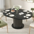 thumbnail image 1 of Round Dining Table for 4-6 People, 43.3“-59“Extendable Round Kitchen Dining Table with Pedestal Base, Black, 1 of 9