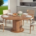 thumbnail image 1 of Round Dining Table for 4-6 People, 43.3“-59“Extendable Round Kitchen Dining Table with Pedestal Base, Walnut, 1 of 10