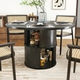 thumbnail image 1 of Round Dining Table for 4-6 People, 47 Inches Kitchen Dining Table with 2-Layer Storage Shelf for Dining Room, Kitchen, Living Room, Black(Table Only), 1 of 8