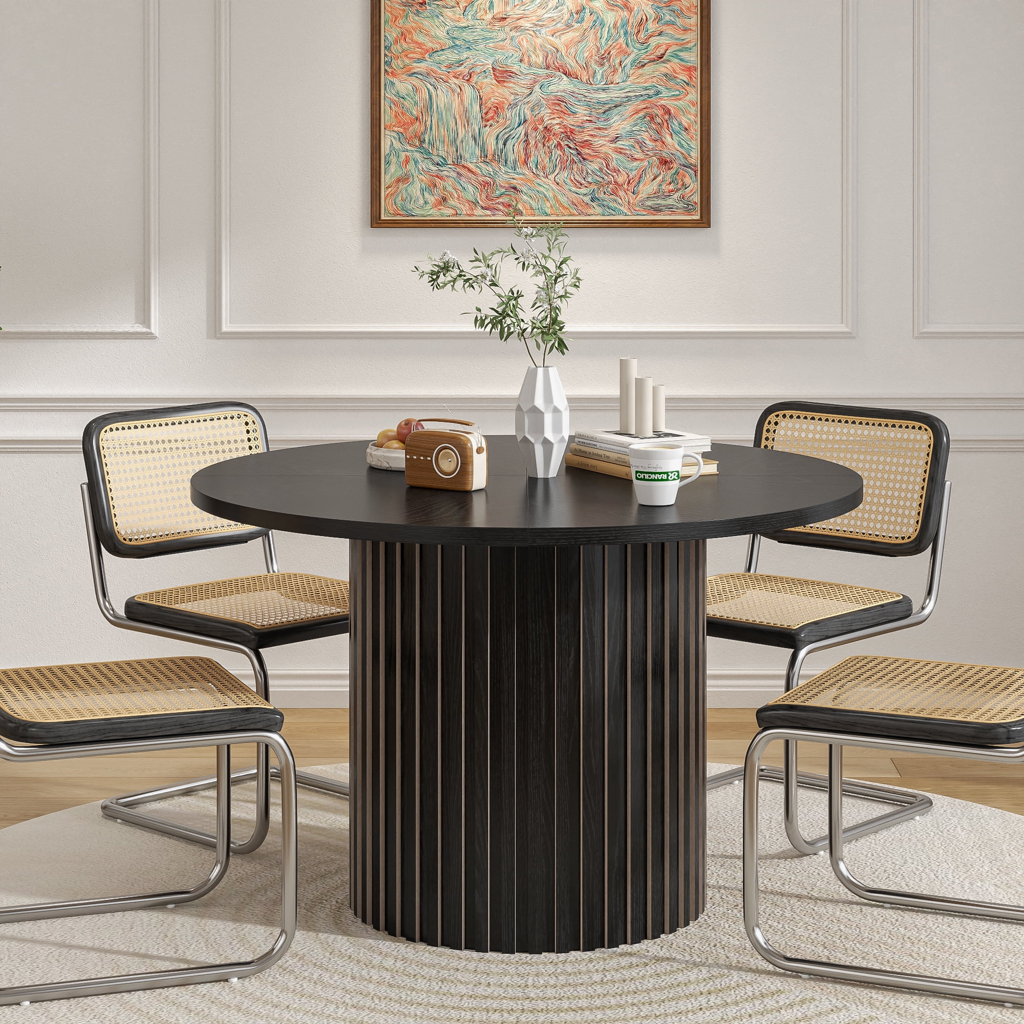 TMS Tile-Top Square Dining Table, White/Natural - Walmart.com