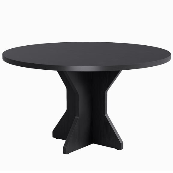 Round Dining Table for 4 Modern Pedestal Table with Sturdy Base 47 Inch Kitchen Furniture