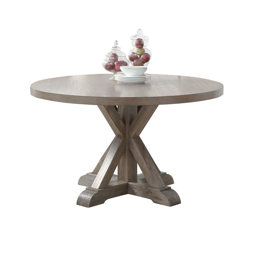 48" Contemporary Transitional Round Dining Table in Washed Gray