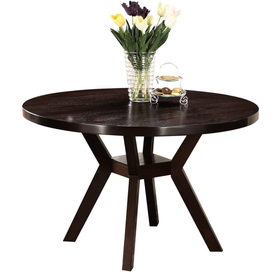 Round Dining Table with Convenient Shelf / Organizes Small Items in Dining