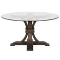 thumbnail image 1 of Benzara Round Dining Table with Glass Top, Stone Wash-Color:Rustic Java Brown, 1 of 4