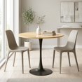 thumbnail image 1 of Round Dining Table with Natural Wood Finish and Metal Base - Modern Mid-Century Style, 1 of 10