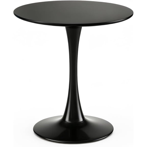 Round Dining Tulip Table for 4, Mid-Century Modern Table with Sturdy Metal Pedestal for Kitchen, Bistro, Cafe, Leisure (Black, 27 INCH)