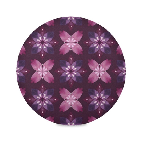 Round Dinner Plate Mat Round Placemat 15.4x15.4inx1 Placemat Table Mat Kitchen Mat Coffee Mat Fabric Thick Strong Wear-Resistant Heat Resistance Amethyst Petal Tiled Motif