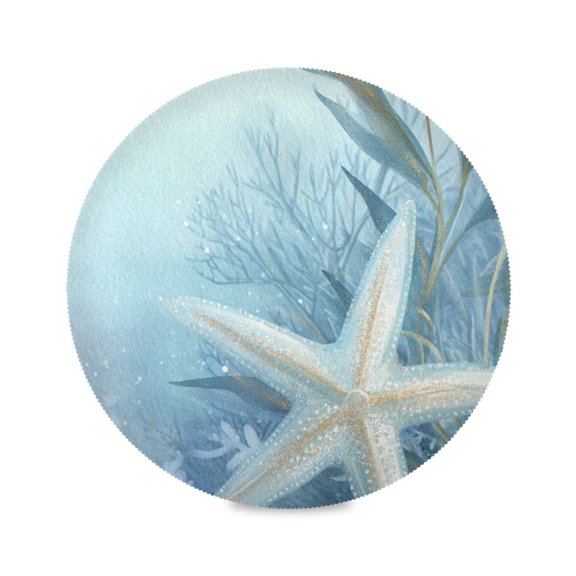 Round Dinner Plate Mat Round Placemat 15.4x15.4inx1 Placemat Table Mat Kitchen Mat Coffee Mat Fabric Thick Strong Wear-Resistant Heat Resistance Blue Starfish Pattern