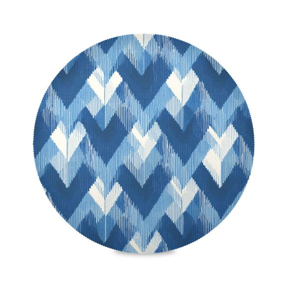 Round Dinner Plate Mat Round Placemat 15.4x15.4inx1 Placemat Table Mat Kitchen Mat Coffee Mat Fabric Thick Strong Wear-Resistant Heat Resistance Blue Diamond Pattern