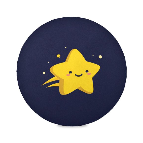 Round Dinner Plate Mat Round Placemat 15.4x15.4inx1 Placemat Table Mat Kitchen Mat Coffee Mat Fabric Thick Strong Wear-Resistant Heat Resistance Bright Cute Smiling Star