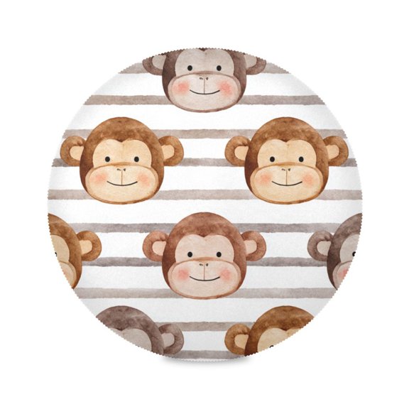 Round Dinner Plate Mat Round Placemat 15.4x15.4inx1 Placemat Table Mat Kitchen Mat Coffee Mat Fabric Thick Strong Wear-Resistant Heat Resistance Cute Monkey Faces Backdrop
