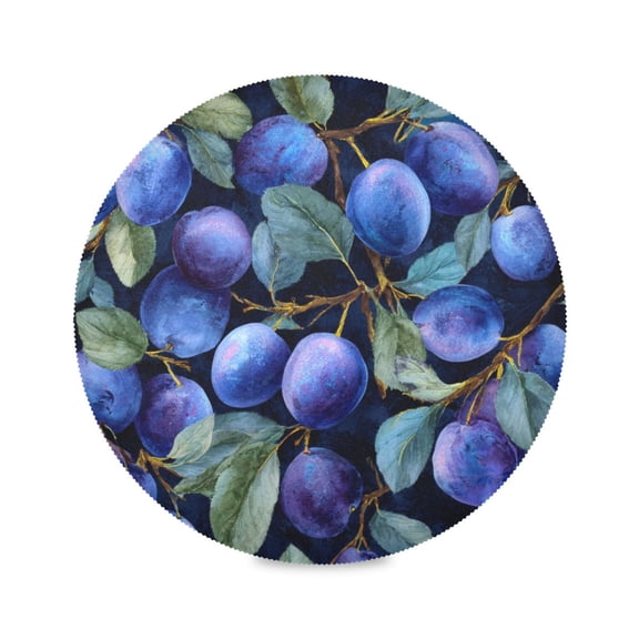 Round Dinner Plate Mat Round Placemat 15.4x15.4inx1 Placemat Table Mat Kitchen Mat Coffee Mat Fabric Thick Strong Wear-Resistant Heat Resistance Deep Blue Plum