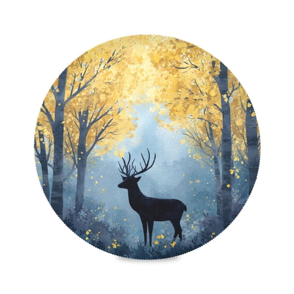 Round Dinner Plate Mat Round Placemat 15.4x15.4inx1 Placemat Table Mat Kitchen Mat Coffee Mat Fabric Thick Strong Wear-Resistant Heat Resistance Deer in The Forest