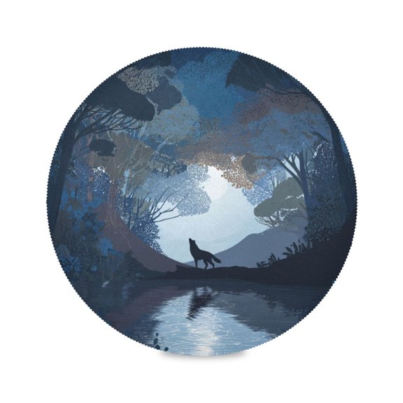 Round Dinner Plate Mat Round Placemat 15.4x15.4inx1 Placemat Table Mat Kitchen Mat Coffee Mat Fabric Thick Strong Wear-Resistant Heat Resistance Flat Vector Animal Silhouette