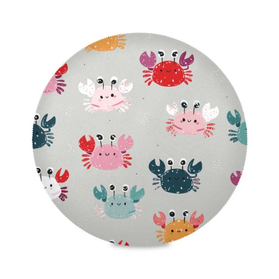 Round Dinner Plate Mat Round Placemat 15.4x15.4inx1 Placemat Table Mat Kitchen Mat Coffee Mat Fabric Thick Strong Wear-Resistant Heat Resistance Gray Crab Red Dots