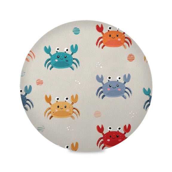 Round Dinner Plate Mat Round Placemat 15.4x15.4inx1 Placemat Table Mat Kitchen Mat Coffee Mat Fabric Thick Strong Wear-Resistant Heat Resistance Gray Crab Red Dots Background
