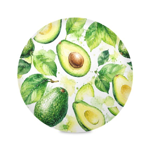 Round Dinner Plate Mat Round Placemat 15.4x15.4inx1 Placemat Table Mat Kitchen Mat Coffee Mat Fabric Thick Strong Wear-Resistant Heat Resistance Green Avocado