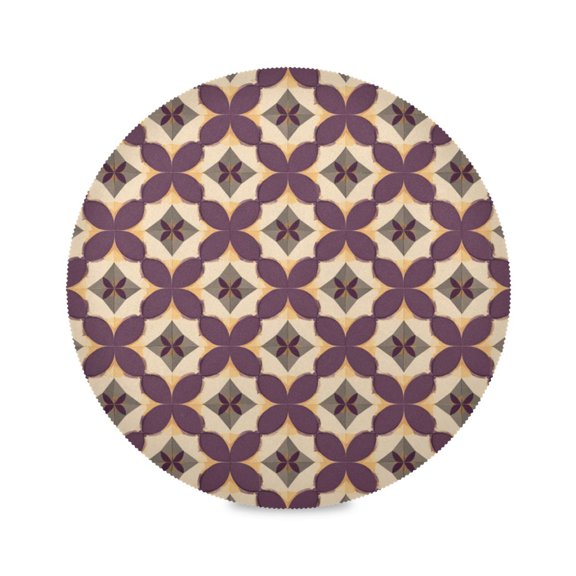 Round Dinner Plate Mat Round Placemat 15.4x15.4inx1 Placemat Table Mat Kitchen Mat Coffee Mat Fabric Thick Strong Wear-Resistant Heat Resistance Purple Diamond Pattern