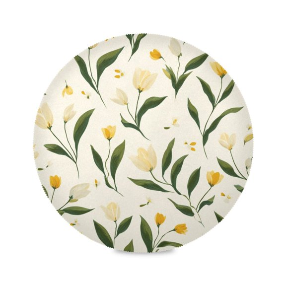 Round Dinner Plate Mat Round Placemat 15.4x15.4inx1 Placemat Table Mat Kitchen Mat Coffee Mat Fabric Thick Strong Wear-Resistant Heat Resistance Simple Tulip Jasmine Pattern