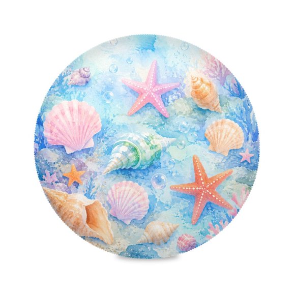 Round Dinner Plate Mat Round Placemat 15.4x15.4inx1 Placemat Table Mat Kitchen Mat Coffee Mat Fabric Thick Strong Wear-Resistant Heat Resistance Starfish Sea Shell